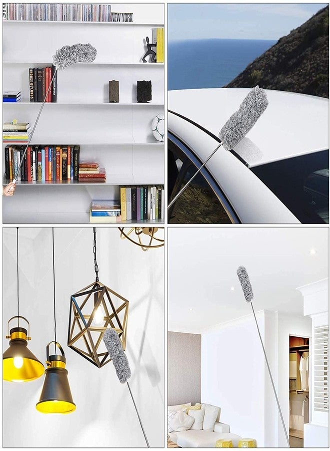 Qolixs Microfiber Flexible Cleaning Brush Feather Duster Magic Dust with Stainless Steel Extendable Handle Cleaner Fit Home Office Car Cleaning Tools for Home, Office - Image 2